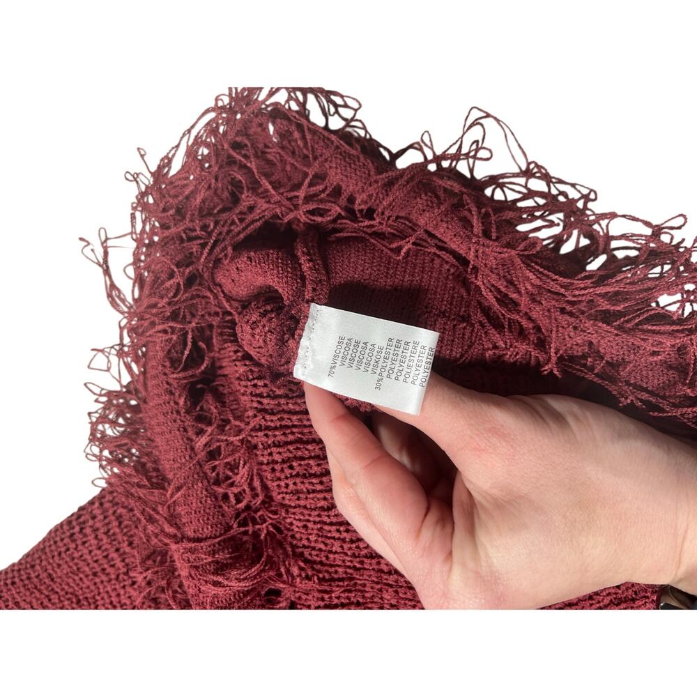 Allyson Red Knit Fringe Hem Dress Size S/M NWT | Long Sleeve Bodycon Textured - Picture 10 of 10